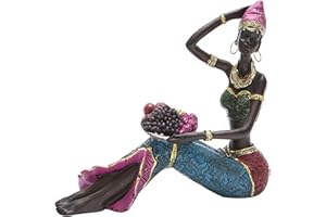 perfk Escultura de Resina Estatua de Mujer Africana de Creativa Artesanía Adornos Estantería de para Colecciones, Un, Individual