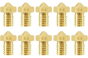Aokin 10 Pcs Extruder Nozzles 3D Printer Brass Nozzles for E3D V5 V6 0.4mm for 1.75mm Filament 3D Printer