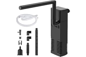 GERUI Filtre d'aquarium, Pompe d'aquarium 4w, Circulation d'eau purifiée, Filtre intérieur d'aquarium réglable, Pompe à Eau 300l / h, Filtre d'aquarium Fluide avec Pompe à Eau pour Aquarium 60L