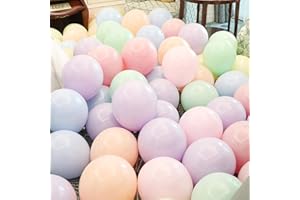 Yiran Macaron Pastel Balloons - Pack of 50 Latex 10" Balloons with 2pcs Balloon Spare and 1pc Ribbon for Birthday Parties, Weddings, Anniversaries and Celebrations Party Decorations