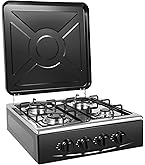 Picknick Fornuis KEESUNG 4-pits Gasfornuis Outdoor - Roestvrijstalen Draagbare Kookplaat Met Afdekking, Voor Camping En Commerciële Keuken (wit) Draagbare Gasfornuis