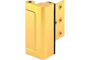 Prime-Line U 11442 Cerradura de refuerzo de puerta, añade seguridad adicional a tu hogar y evita la entrada no autorizada, tope de 3 pulgadas, construcción de aluminio, latón pulido (paquete