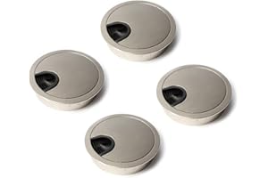 LIKERAINY Couvercle Passe Câbles Fil Rond Ø60mm pour Encastrer sur Table de Bureau Organisateur de Cables pour Meuble Argent Métal Chromé Passage de Câble Cache-Câble Lot de 4