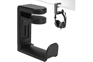 HO2NLE Headphone Stand Holder with Cable Clip Black Headphone Holder 360 Degree Swivel Springed Desk Clamp Headphones Hanger Hook Universal Adjustable Gaming Headset Stand Built in Cable Storage