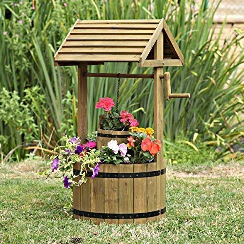 examen Garden Mile Grand 125cm bois de feuillus Qui Souhaitent bien Baril jardinière jardin Extérieur Pot de fleur décoration jardin