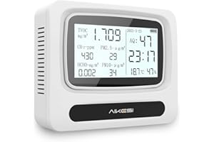 CHNADKS 9-in-1 Luftqualität Messgerät, Tragbarer CO2 Messgerät mit LCD, wiederaufladbarer CO2-TVOC-Formaldehyd-PM2,5/PM10-Detektor für den Innenbereich, TEM&Hum-Luftqualitätsmessgerät