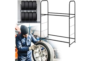 VA-Cerulean Étagère de rangement universelle pour 8 pneus - En métal - Pour charges lourdes - Avec housse de protection - 107 x 46 x 117 cm - Charge maximale : 180 kg - Noir