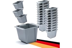 BigDean 24er Set Mini Paletten Blumenkästen - Einsatz - mit Hängesystem zum Einhängen - 10cm klein Beton-grau - Pflanzkasten für Europalette Balkonkasten Blumentopf - aus recyceltem PP-Kunststoff