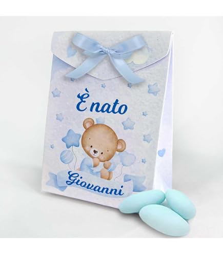 Sacchetti Bomboniere Personalizzate Battesimo Misto Lino - 6