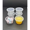 4oz Round Plastic Food Containers Lids Deli Pot or Sauce Take Away Chutney Ketchup Restaurant Jelly Shot & Dessert Cups Re-Usable (50 Pack)