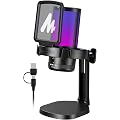 MAONO Micro Gaming RGB, Condensateur Microphone Antibruit pour Streaming Podcast Studio, Microphone USB pour PS5/PS4/Mac avec Éclairage RGB Contrôlable, Sourdine à Une Touche, Contrôle du Gain, DGM20