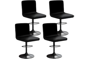 HuaLiSiJi Coprisedia da Bar con Schienale Coprisgabello in Velluto Elasticizzato, Tessuto di Lusso, Antirughe, Lavabile e Antipolvere per Cucina, Ristorante e Altre Occasioni (4, Nero)