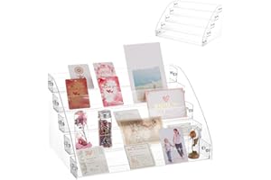 UNICRAFTALE Expositor de 5 niveles para tarjetas de felicitación, acrílico, portátil, soporte para tarjetas de felicitación de Navidad, organizador de almacenamiento, tarjetas postales, postales,