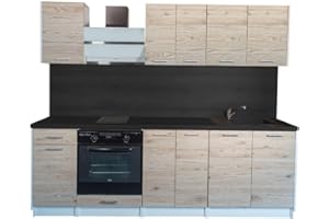 Cuisineandcie - Cucina completa ECO Noce bianco 240 cm - Set di 7 mobili, Contenitore Cucina completa attrezzata