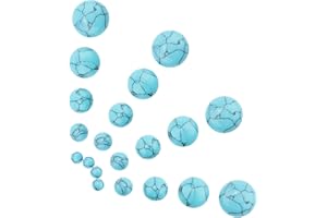 SUNNYCLUE 1 Caja 100PCS 5 tamaños Cabujones Piedra Redondos con Espalda Plana Cuentas Cabujón Piedras Preciosas Turquesas Sintéticas 4 mm / 6 mm / 8 mm / 10 mm / 12 mm para Hacer Joyas Bricolaje