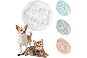 PTOBER Gamelle Anti Glouton Chat en Mélamine - Petit Bol avec Labyrinthe Fleur pour Chaton - Alimentation Lente, Antidérapante, Anti-Vomissements - Compatible Lave-Vaisselle – Blanc