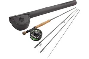 Redington Wrangler Fliegenfisch-Set, mittelschnelle Angelrute, Crosswater Rolle, Fliegenschnur, Vorfach und Tragetasche