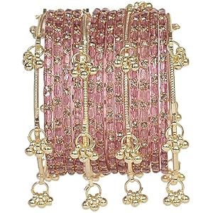 BANGLESKART Kashmiri Ghungroo Raindrop Bangles Combo Set for Women and Girls Set of 16 Pcs Dark Green