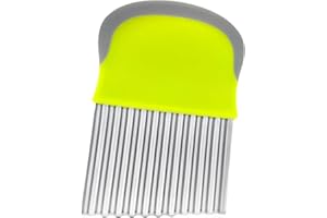 AIOUNIYA Wellenschneider Wellenmesser Riffelmesser aus Edelstahl Wellenschnittmesser für Gemüse,Pommes, Butter, und Obst (Grün)