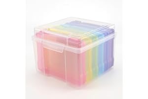 Palmcee Photo Storage Box, 7" x 5" Photo Case Clear Photo Boxes Storage Case 6 Inner Photo Keepers, Holds 600 Photos, Photo Organiser Box for Cards Pictures Stamps Office Supplies
