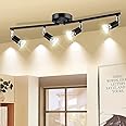 SKADE Track Lighting Kit, Adjustable Track Arm 4 Head Foldable Ceiling Spot Light with GU10 Socket, Brush Nickel, Bulbs not Included (black)