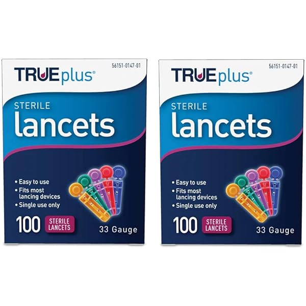 Trueplus Sterile Lancets - 28 Gauge 100 Count For Blood Glucose Testing