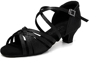 Uonpie Chaussures de Danse Fille Latine Salsa Tango Professionnel Pratique Chaussure de Danse 4cm Talon