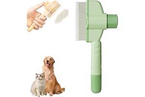 FLANLIY Brosse Chien Et Brosse Chat, Brosse Chien Poil Court, Brosse Chat Poil Long, Peigne Anti-Puces Autonettoyant Pour Animaux De Compagnie,Convient à Les Chats Et Les Chiens Soins Des Cheveux (Vert 1)