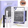 Azonee 144 Pcs Eyelash Extension Kit, Cluster Eyelash Extensions, 12-16mm DIY Lash Clusters Kit with Lash Bond and Seal, Lash Applicator Tool DIY Lash Extensions at Home, Easy to Apply