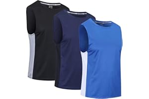 Cimic Men's 3 Pack Sleeveless T-Shirts Vest Top for Men Quick Dry Muscle Gym Tank Top Breathable Training Bodybuilding Vest