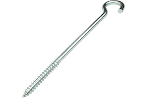 AERZETIX - C58005 - Set mit 5 Haken abgewinkelte augenschrauben zum schrauben Ø10x180mm in form C - offener haken mit selbstschneidender schraube - aus verzinktem stahl - farbe silber