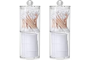 WACH AUF 4 Rangement Coton Transparent Boite Coton Tige Bouche en U avec 2 Bouchons Anti-PoussièRe Maquillage Pad Distributeur pour Salon Chambre Salle Bain Accessoire Rangement