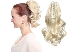 SEGO Coda di Cavallo Extension Clip Capelli Biondi Sintetici Mossi Ponytail Extensions con Pinza Claw Fascia Unica Posticci 30cm 110g [Biondo Chiarissimo]