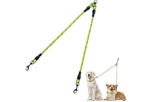 Taglory Double Laisse pour Chien/Séparateur de laisses pour Deux/Aucun embrouillement/Corde d'escalade/Convient aux Petits, Moyens et Grands Chiens/Vert