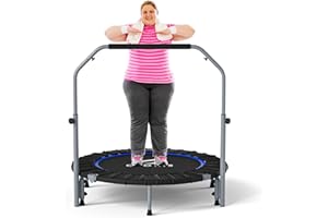 CLORIS 40''/48'' Foldable Fitness Trampoline - Max Load 400lbs / 450lbs, Rebounder with Adjustable Foam Handle Indoor/Outdoor Fitness Body Exercise