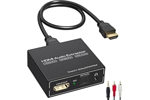 VEDINDUST HDMI ARC Audio Extractor Converter Adapter 4K@60Hz El Puerto de Salida HDMI es Compatible con la Función ARC SPDIF TOSLINK Optica y Audio estéreo de 3,5 mm Compatible con LPCM 7.1/DTS/DSD