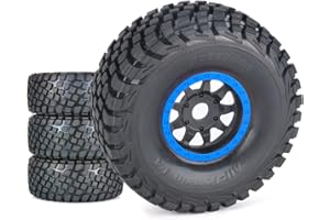 PYFORE 1/7 Mojave Desert Course Course Tamion Tyres Roue Compatible avec l'adaptateur de Pneu Buggy Hors Route 17 mm Portable FS 336184 RC Modèle Voiture (Blue)