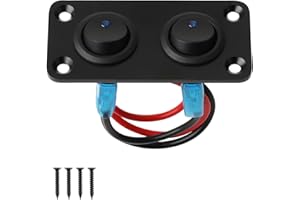 DOZYLIVE 12V-24V Switch Panel with Blue LED Dual Switch Controls 2 Gang Toggle Rocker ON/OFF Individual ABS Aluminum Construction for Auto Automotive Lights Boat Yacht Trailer Caravan Camper Bus Tractor Truck