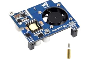 WAVESHARE Power over Ethernet PoE HAT for Raspberry Pi 4B/3B+, IEEE 802.3af-Compliant, 5V 2.5A DC Output, PoE HAT Onboard Cooling Fan, Compatible with Raspberry Pi Official 4B/3B+ Case
