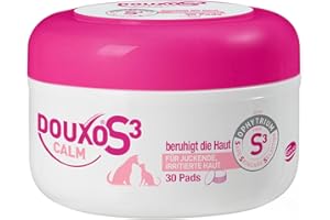Douxo S3 Calm Pads | für Hunde & Katzen | Baumwolle |Pflege für juckende, gereizte & empfindliche Haut | Hautberuhigend & Feuchtigkeitsspendend | ideal für Allergiker & allergische Tiere | 30 Stück