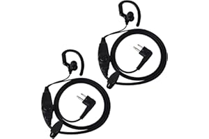 HYS Earpiece Compatible with Motorola, 2 Pin Radio Ear Hook Piece, PTT with Mic, XT420 DP1400 CP040 GP300 Hytera Walkie Talkie Headset for Security Bodyguard Guard (2 Pack)