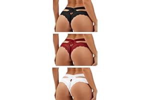 ohmydear Seksowne stringi stringi damskie seksowne szykowne koronkowe stringi figi damskie skrzyżowane wydrążone bawełniane krocze XS-4XL przezroczyste majtki stringi i stringi bielizna majtki