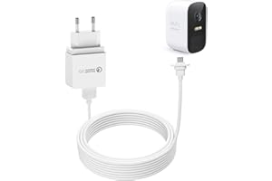 HUAFLY Eufy 2C/2C Pro kabel do ładowania BECEMURU Quick Charge 3.0, zasilacz z odpornym na warunki atmosferyczne kablem 9 m do kamery Eufy 2C/2C Pro (biały) (2 sztuki)