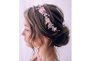 Unicra Serre-tête de mariée avec fleurs de vigne - Accessoire de cheveux pour femme et fille (or rose)