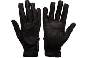 eGlove eQUEST GripPro - Leather Horse Riding Gloves - Hardwearing, Breathable and Grippy Real Leather - Synthetic Lycra comfort fit inserts - Touchscreen Gloves