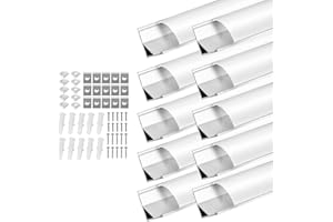 Kefflum Profilé Aluminium LED Angle 45° 10x1m Aluminium Profilé V-forme pour Bandes à LED Avec embout de fixation Convient pour bandes LED jusqu'à 12 mm,Compact Finition Professionnelle