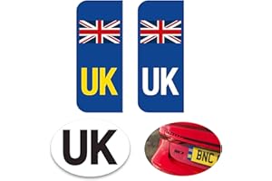 EHIOG UK Car Stickers for Europe, 1pcs UK Oval Car Stickers and 2pcs UK Car Number Plate Stickers, Car Sticker No Scratching, Regulation Size