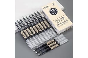 MCSQK Penne a Sfera Roller 12 Pezzi, Penne a Sfera ad Asciugatura Rapida Inchiostro Nero 0,5 mm Penne a Punta liquide Extra Nere Penne a Gel Liquido, Penne a Inchiostro per Scuola Adulti Articoli Ufficio