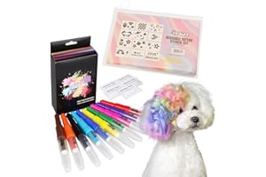 Opawz - Bolígrafo de soplado (10 colores, con plantilla de tatuaje, 24 piezas, temporal tinte para perros, para aseo de perros y gatos