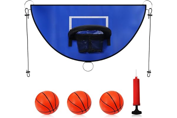 Enwye Basketkorgsset för studsmattor Blå Vattentät UV-resistent PVC Bärbart utomhusspel med 3 bollar Pump